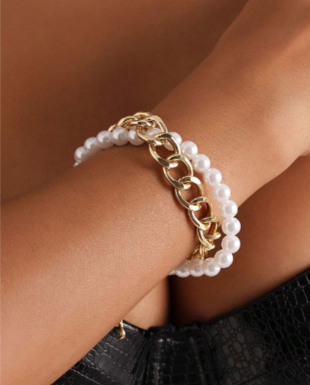 PEARL & GOLD TWIST SET NECKLACE + BRACELET